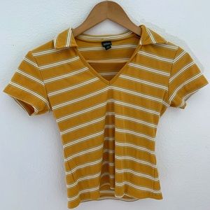 Yellow Striped Crop Polo - wild fable, size XS